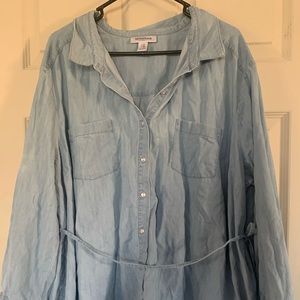 Blue maternity blouse